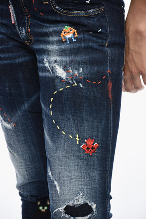 Skinny-Jeans Monster Maze mit 14,5 cm Stickerei