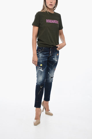 Jeans Skinny Monster Maze con Ricami 14,5cm