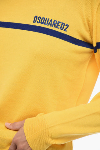 Crew Neck Virgin Wool Sweater with Embroidered Logo