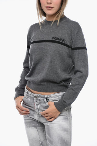 Virgin Wool Pullover with Embroidered Logo