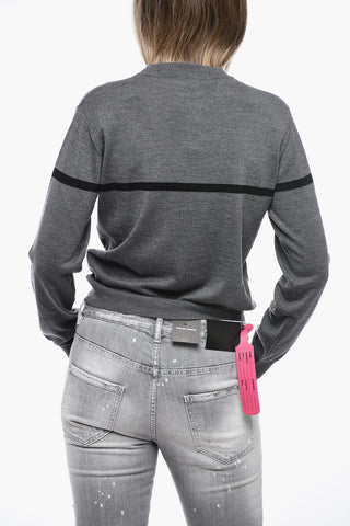 Virgin Wool Pullover with Embroidered Logo