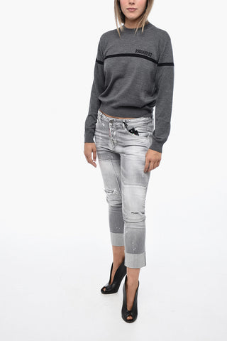 Virgin Wool Pullover with Embroidered Logo