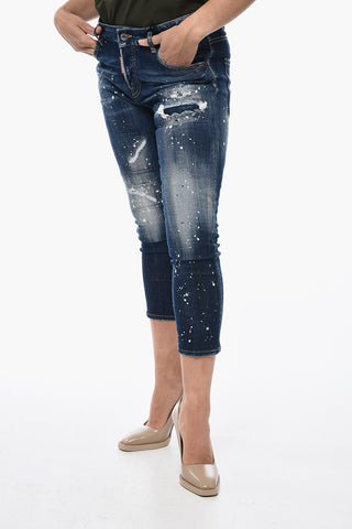 TWINPHONY Cool Girl Cropped Denims with Paint Splatter Motif 15cm