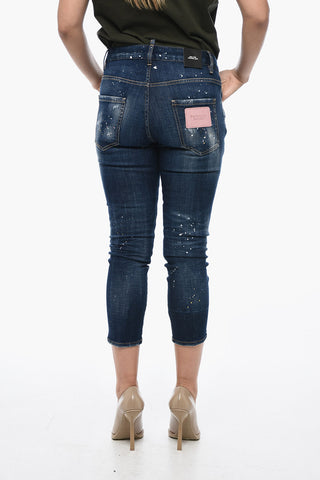 TWINPHONY Cool Girl Cropped Denims with Paint Splatter Motif 15cm