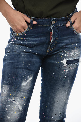 TWINPHONY Cool Girl Cropped Denims with Paint Splatter Motif 15cm
