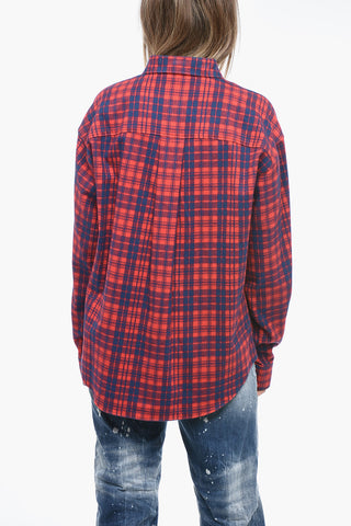 Cotton Flannel Shirt with Tartan Pattern