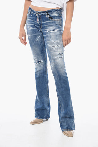 Jeans Slim Fit a Vita Media con Fondo Svasato 23cm