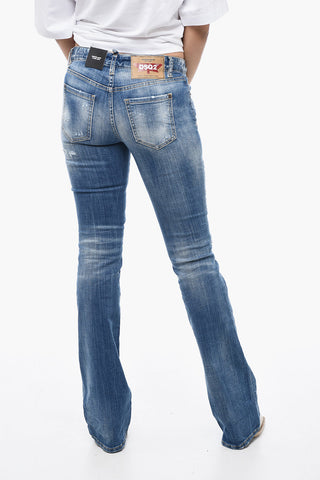Jeans Slim Fit a Vita Media con Fondo Svasato 23cm