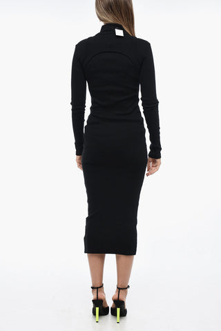 Ribbed Dress with Double-Layer Detail