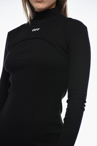 Ribbed Dress with Double-Layer Detail