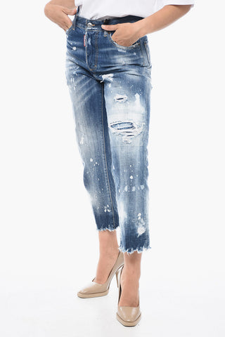 5 Pocket Boston Fit Denims with Fringed Hem 21cm