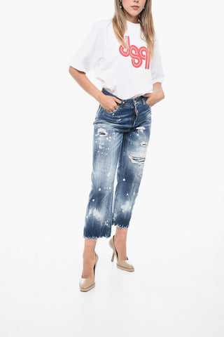 5 Pocket Boston Fit Denims with Fringed Hem 21cm