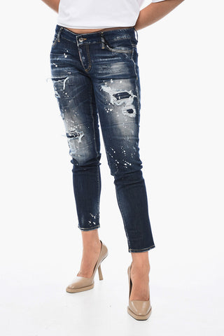 Jeans Crop Jennifer Fit con Dettagli Distressed 14cm