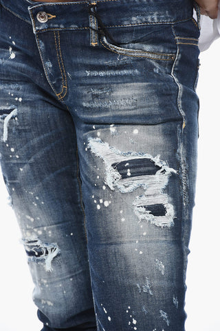 Jeans Crop Jennifer Fit con Dettagli Distressed 14cm
