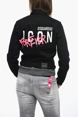 ICON Boyfriend Denim Jacket with Logo Print