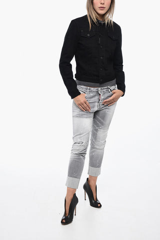 ICON Boyfriend Denim Jacket with Logo Print