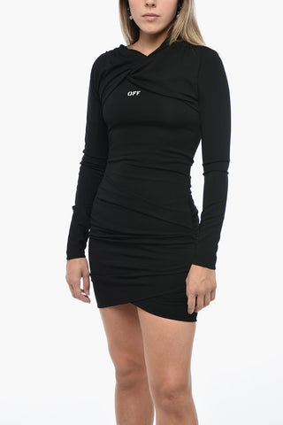 Draped Mini Dress with Asymmetrical Neckline