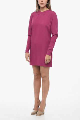 Langärmliges Kleid aus Crêpe-Stoff mit Logo-Charm