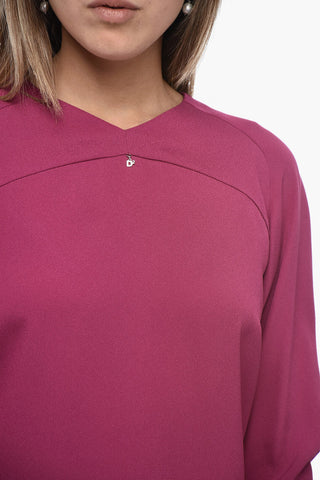 Vestito A Maniche Lunghe In Tessuto Crepe Con logo Charm