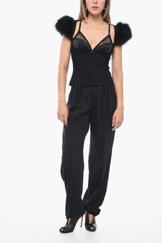 Crop-Top GOTH BRA mit Federbesatz