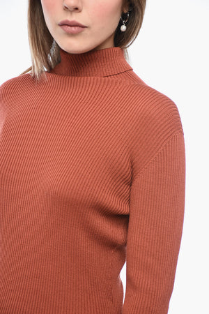 Minidress a Collo Alto in Lana a Costine