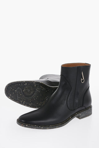 ECO Leather Ankle Boots with Stone-Effect Sole