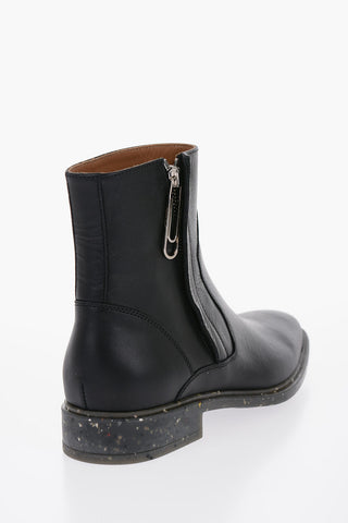 ECO Leather Ankle Boots with Stone-Effect Sole