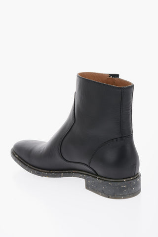 ECO Leather Ankle Boots with Stone-Effect Sole