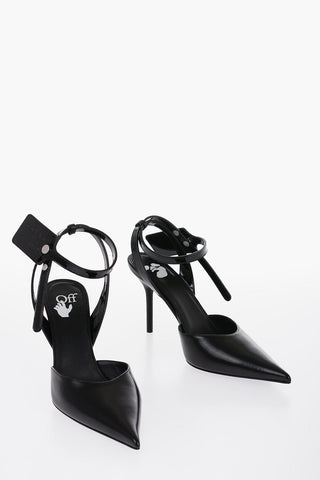 Leather Slingbacks with Patent Detail