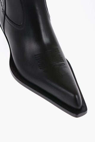 FOR WALKING Leather Western Boots with Embroideries