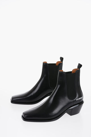 Leather Western Booties with Shiny Heel 5cm
