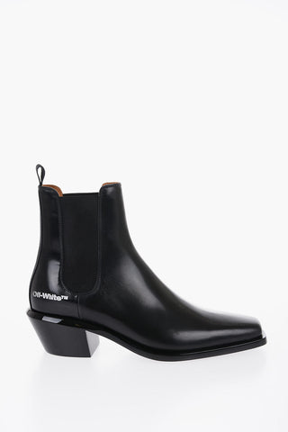 Leather Western Booties with Shiny Heel 5cm