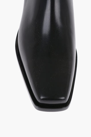 Leather Western Booties with Shiny Heel 5cm