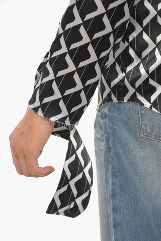 Frayed Hem Satin Shirt