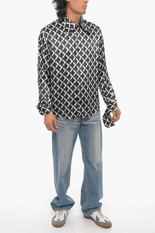 Frayed Hem Satin Shirt