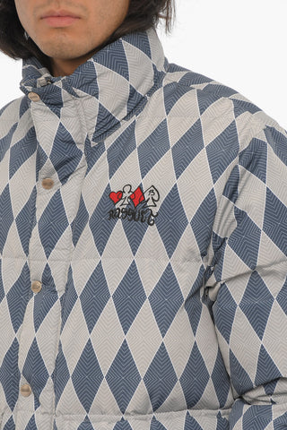 Two-Tone Padded Jacket with Snap Buttons
