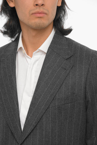 Chalk Stripe Virgin Wool Side Vents 2-Button Suit