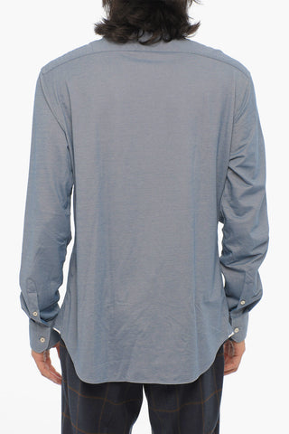 Spread Collar Technical Cotton Shirt