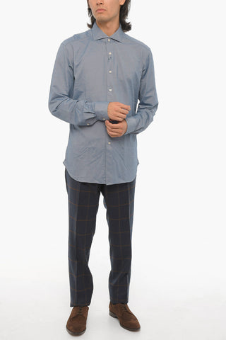 Spread Collar Technical Cotton Shirt