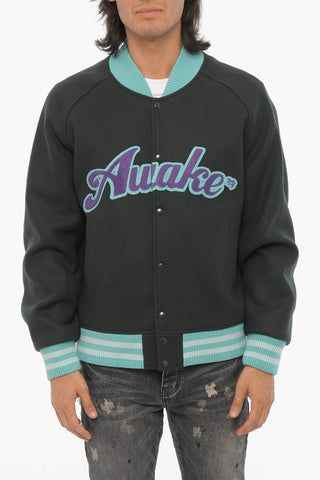 Bomber Varsity in Lana con Bordi a Costine