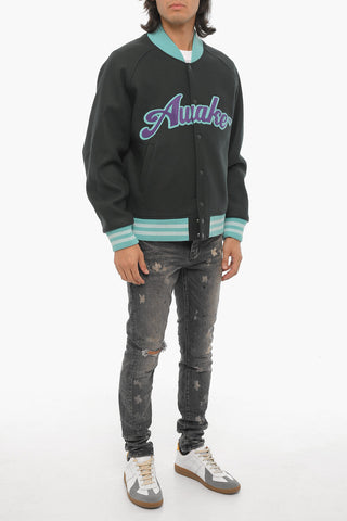 Wool Varsity Bomber Jacket with Ribbed Edges