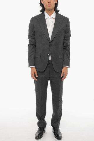 Virgin Wool 2-Buttons Suit with Flap Pockets