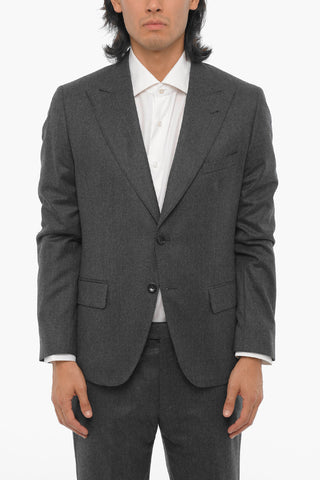 Virgin Wool 2-Buttons Suit with Flap Pockets