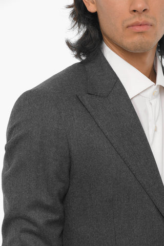 Virgin Wool 2-Buttons Suit with Flap Pockets