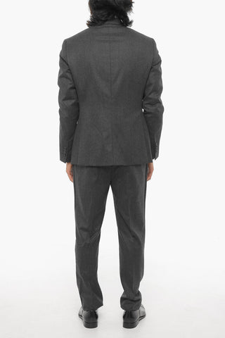 Virgin Wool 2-Buttons Suit with Flap Pockets