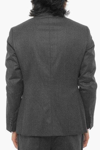 Virgin Wool 2-Buttons Suit with Flap Pockets