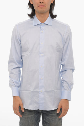 Spread Collar Solid Color Shirt