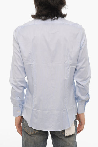 Spread Collar Solid Color Shirt