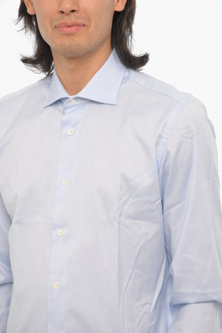 Spread Collar Solid Color Shirt