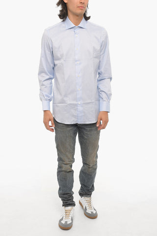 Spread Collar Solid Color Shirt
